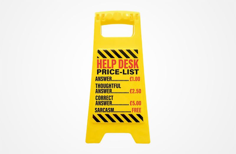 Varningsskylt Help Desk Price List