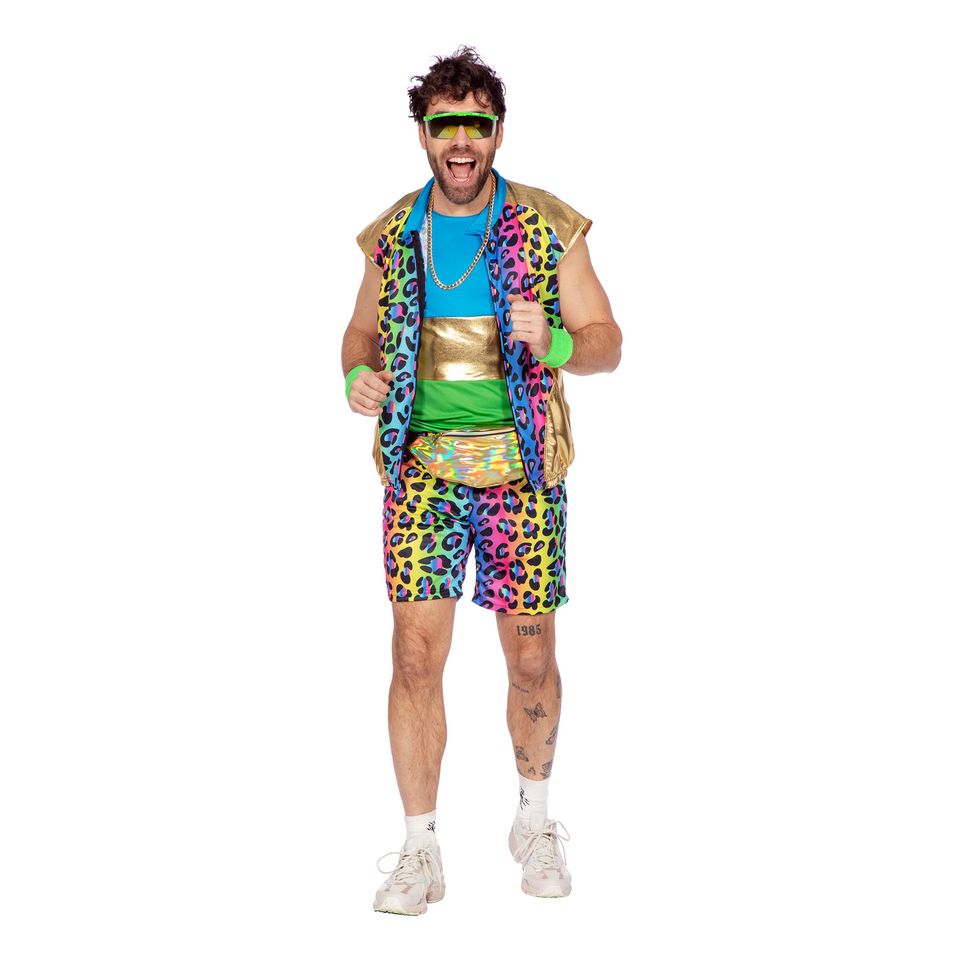 80-tals Neon Leopard Herr Maskeraddräkt från Wilbers & Wilbers