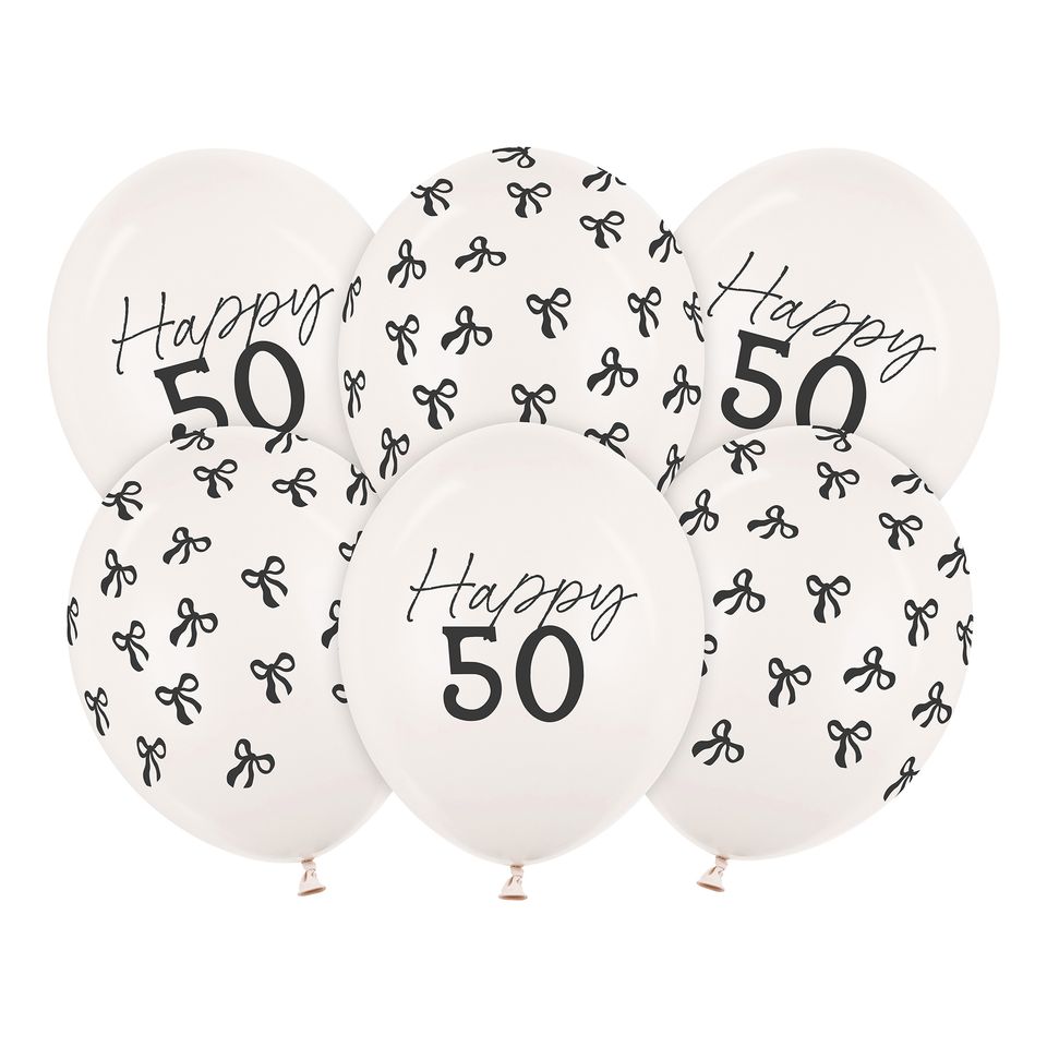 Ballonger Happy 50 med Rosetter - 6-pack från PartyDeco
