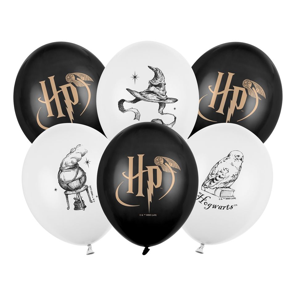 Ballonger Harry Potter™ Svart/Vit - 6-pack från PartyDeco