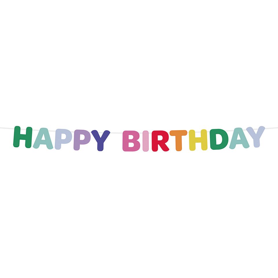 Bokstavsgirlang Happy Birthday i Filt från Folat
