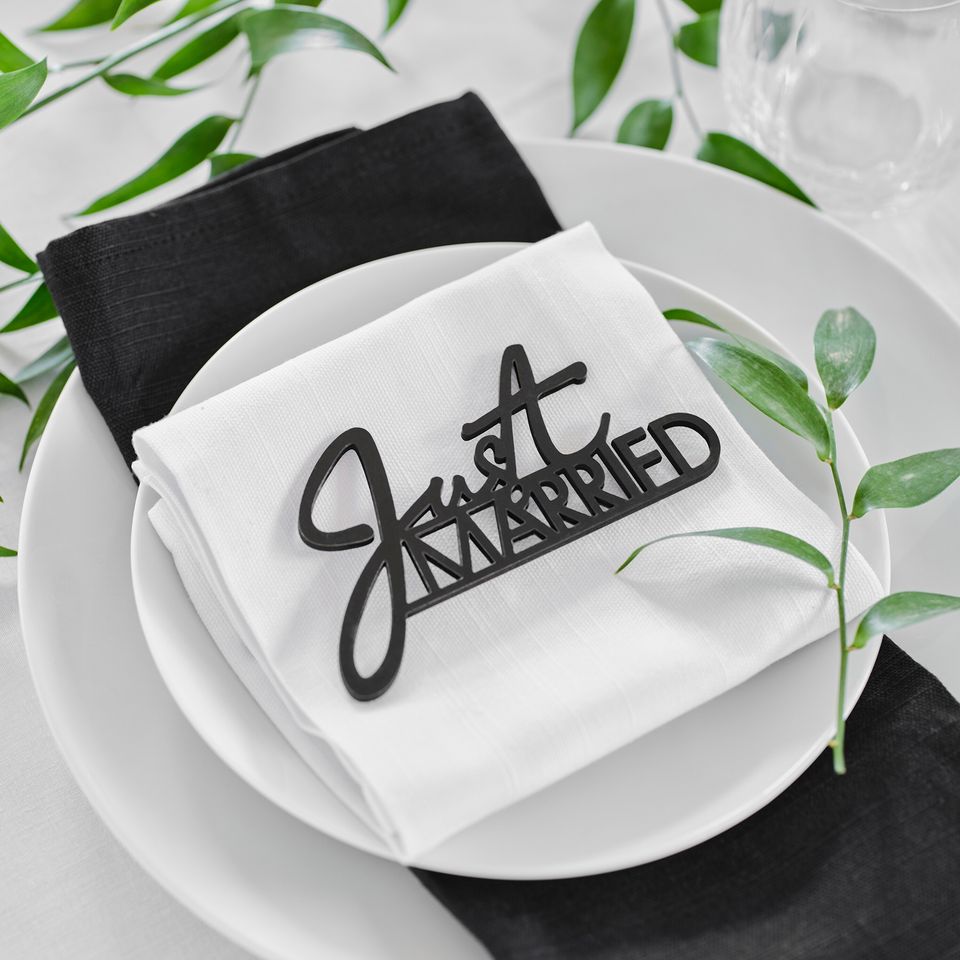 Bordsdekoration Just Married Svart - 6-pack från Ginger Ray