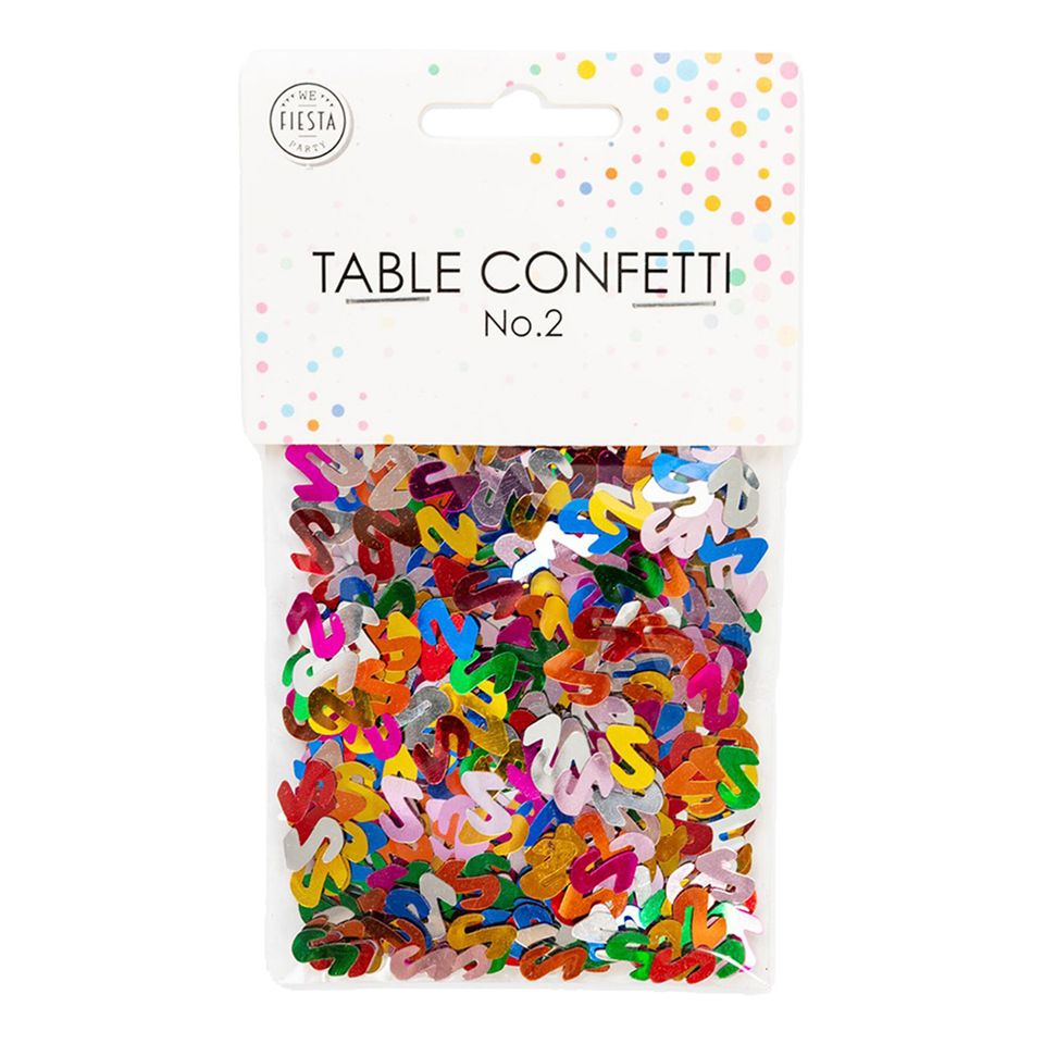 Bordskonfetti Siffra 2 Färgmix Metallic från Globos Europe