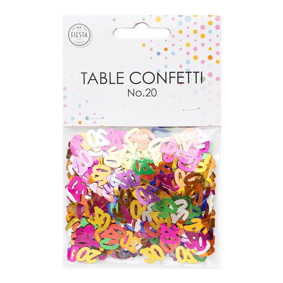 Bordskonfetti Siffra 20 Färgmix Metallic från Globos Europe