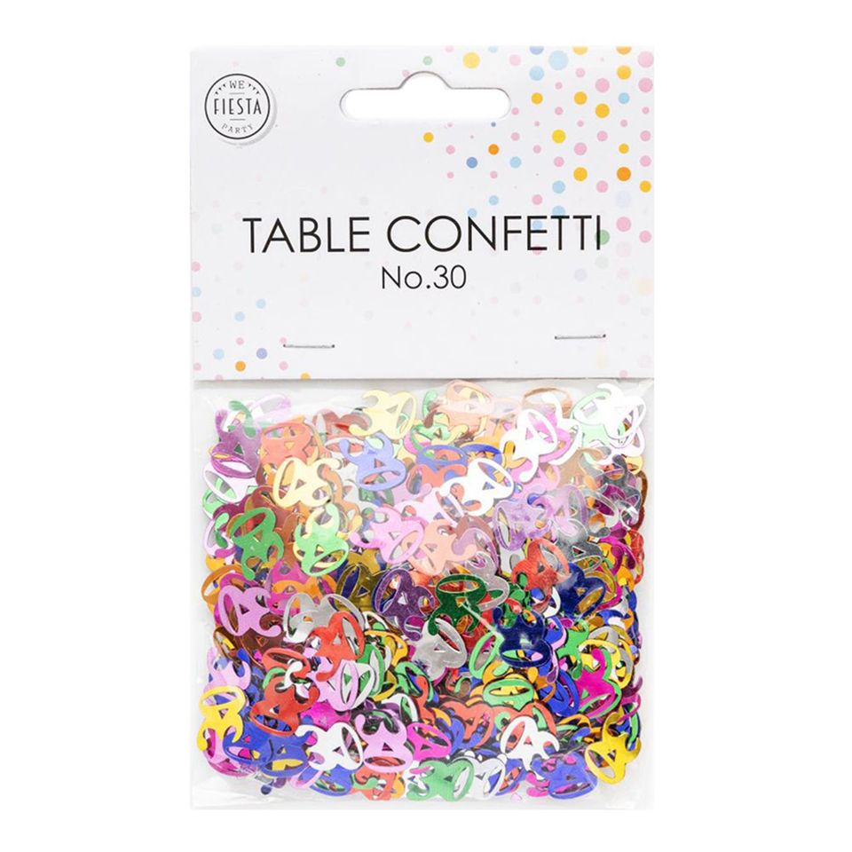 Bordskonfetti Siffra 30 Färgmix Metallic från Globos Europe