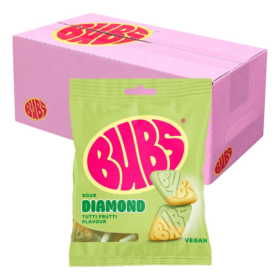 BUBS Sour Tutti Frutti Diamond Påsar Storpack - 12 x 155 g från ERT Godis Bulk