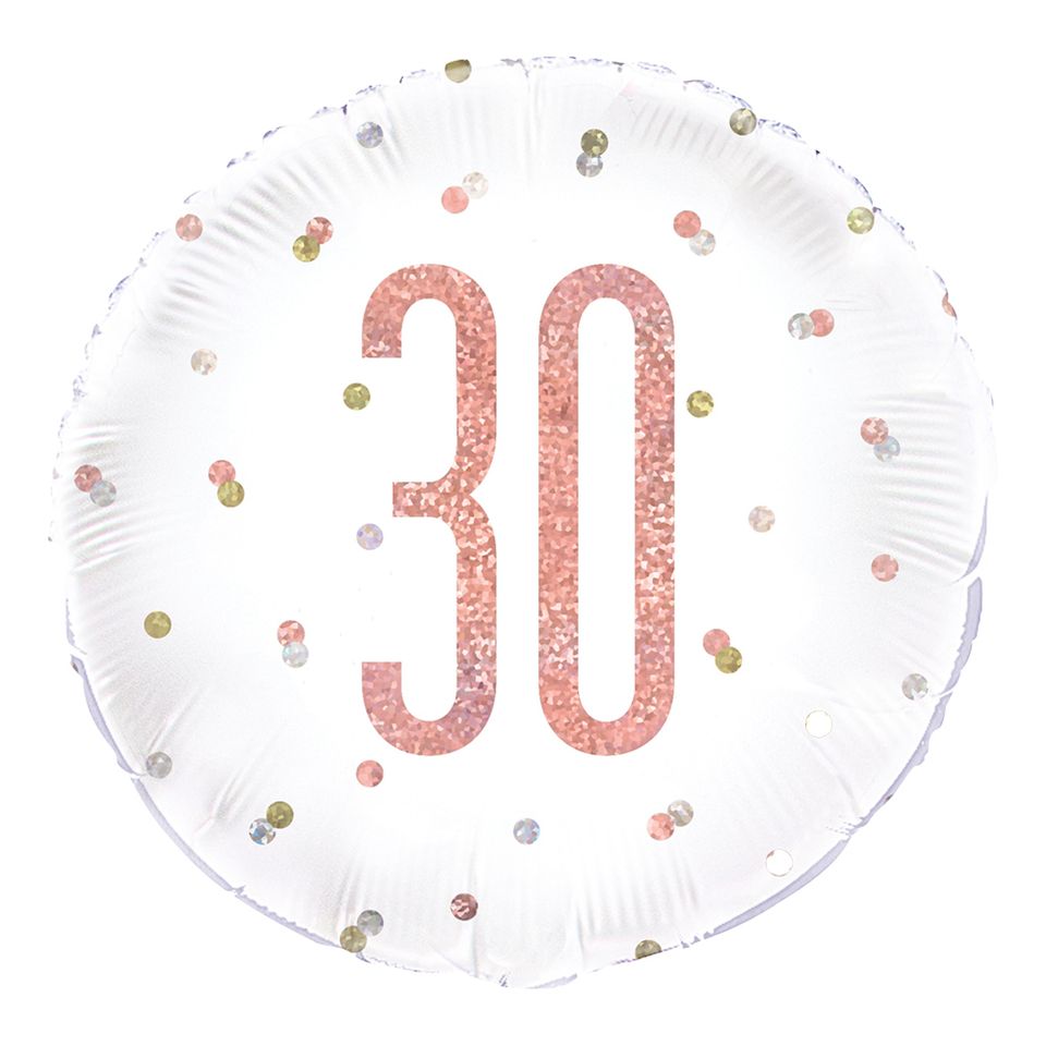 Folieballong 30 Vit/Roséguld Prickig från Unique Party