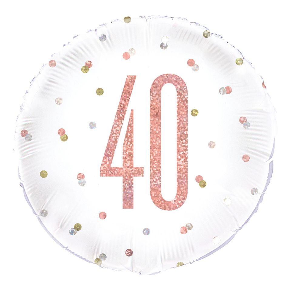 Folieballong 40 Vit/Roséguld Prickig från Unique Party