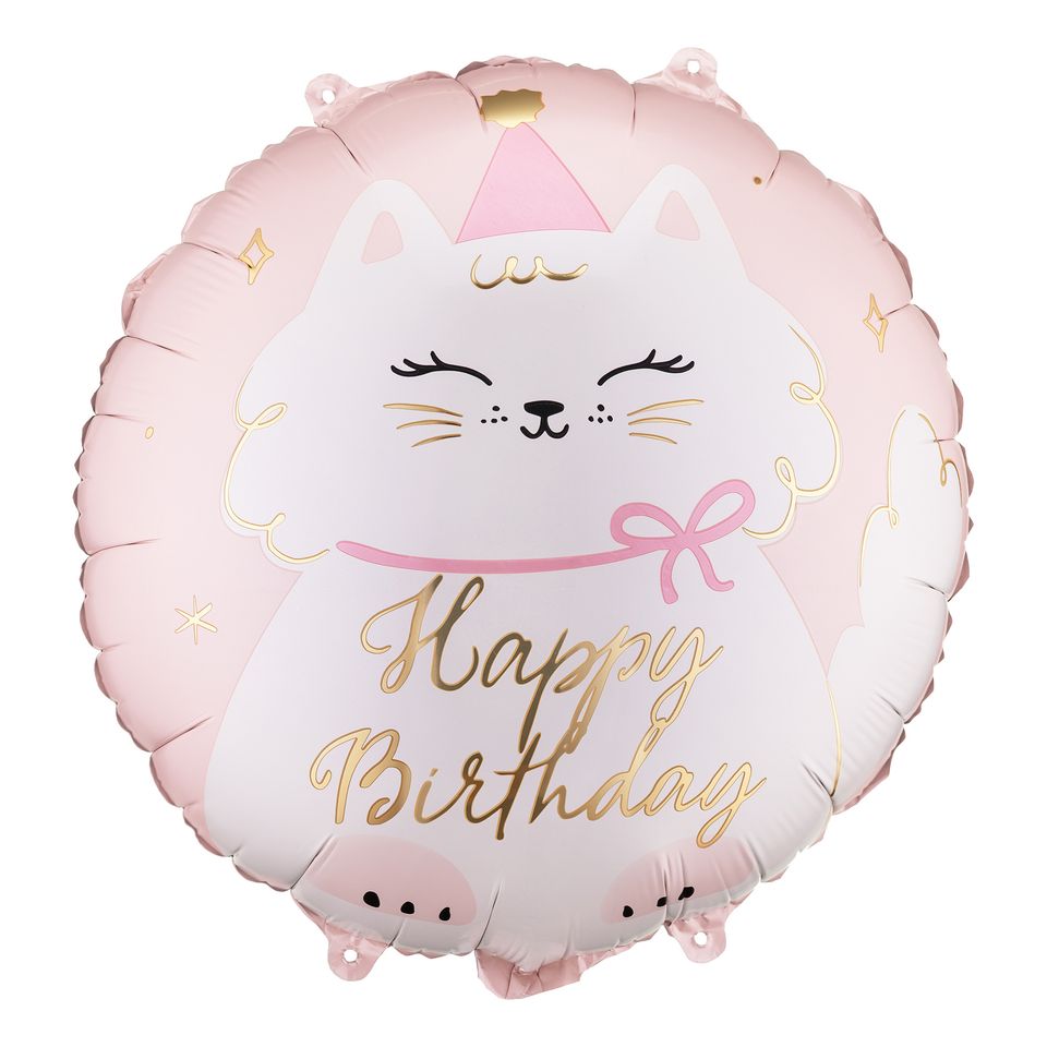 Folieballong Katt Happy Birthday från PartyDeco