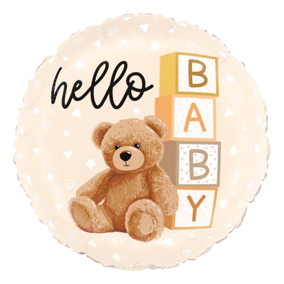 Folieballong Teddybjörn Hello Baby från Ballongkungen