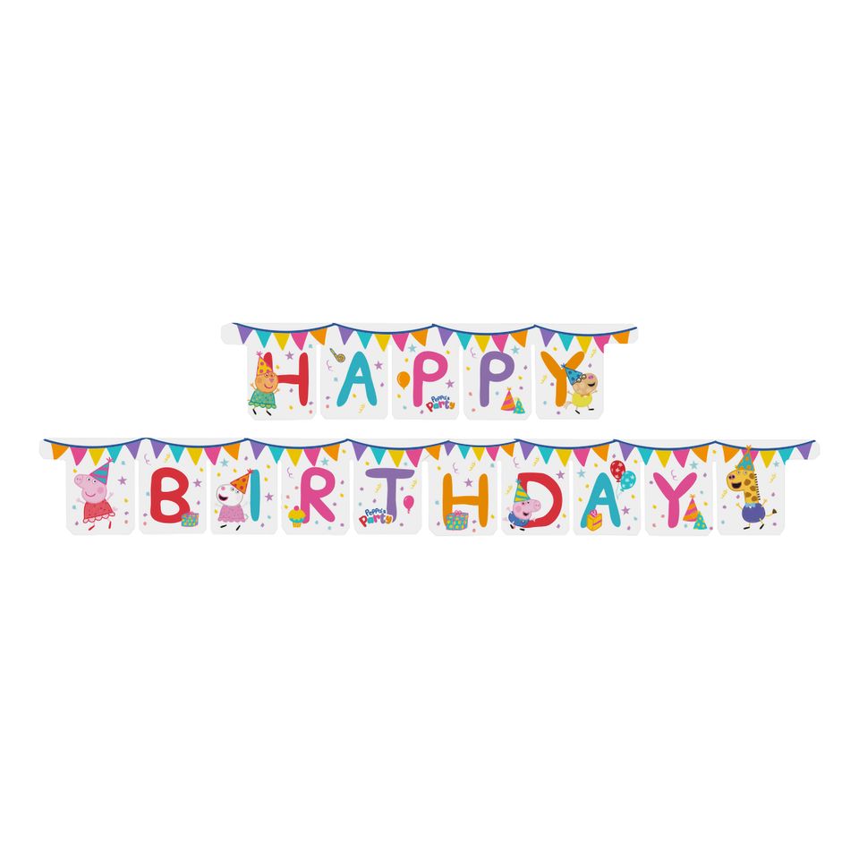 Girlang Happy Birthday Greta Gris™ Peppa’s Party från Santex