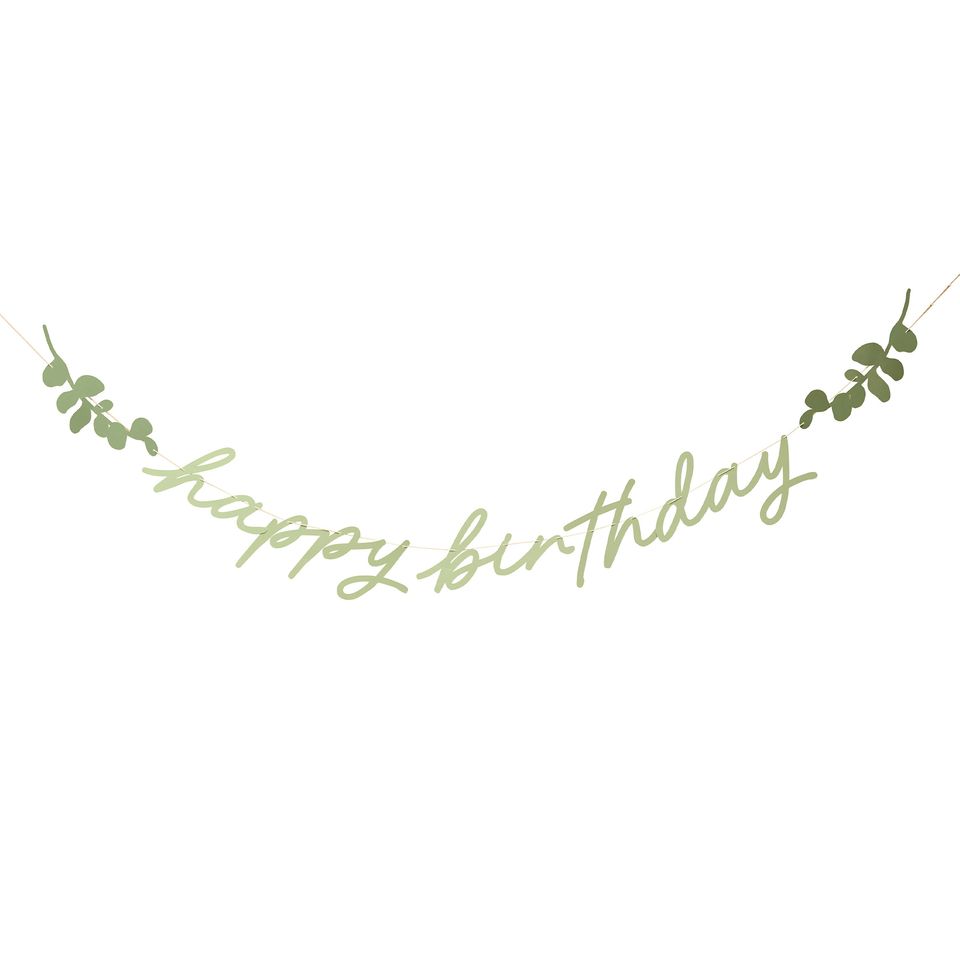 Girlang Happy Birthday Gröna Löv Botanic från Club Green / Hootyballoon