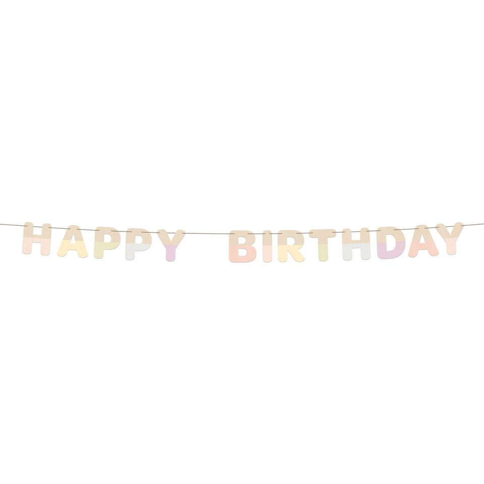 Girlang Happy Birthday i Trä Dreamy Pastel från Folat