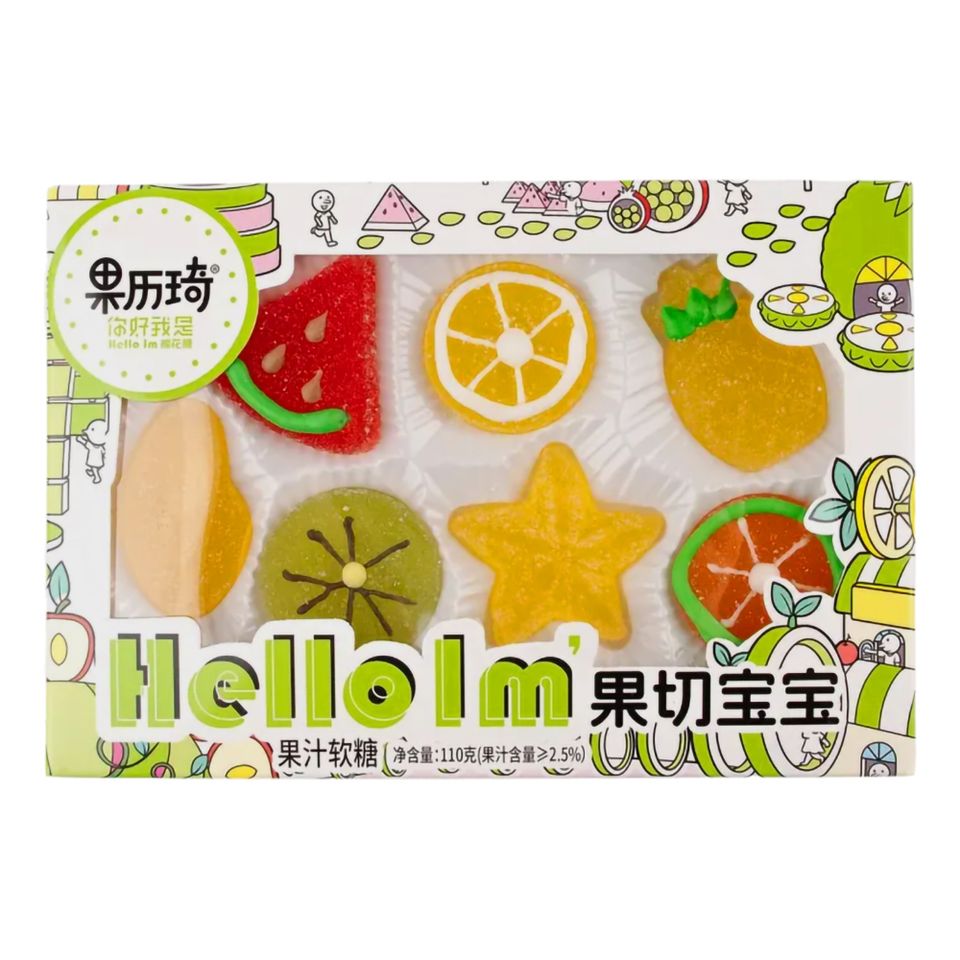 GLQ Marshmallow Hello Fruit Slice Shape - 100 g från Coopers Candy