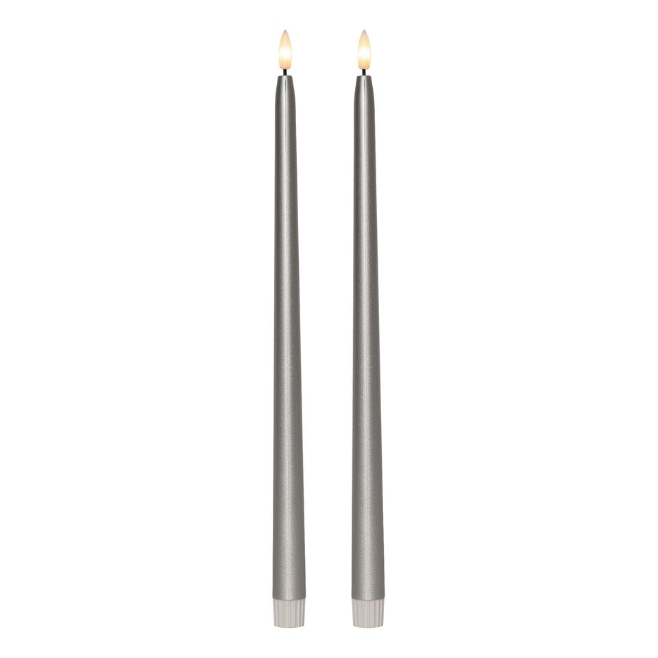 LED Antikljus Långa Metallic Silver - 2-pack från Star Trading
