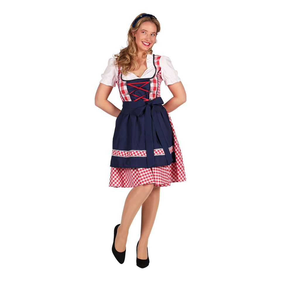 Oktoberfest Dirndl Edelweiss Röd/Vit Maskeraddräkt från Thetru B.V.