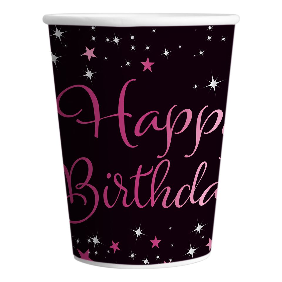 Pappersmuggar Happy Birthday Rosa - 8-pack från Riethmüller