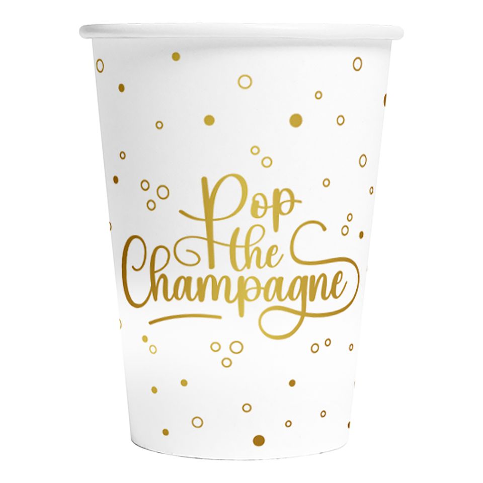 Pappersmuggar Pop the Champagne - 8-pack från Globos Europe
