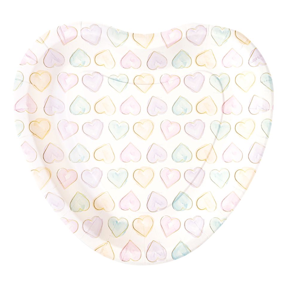 Papperstallrikar Hjärtan Watercolor - 8-pack från Globos Europe