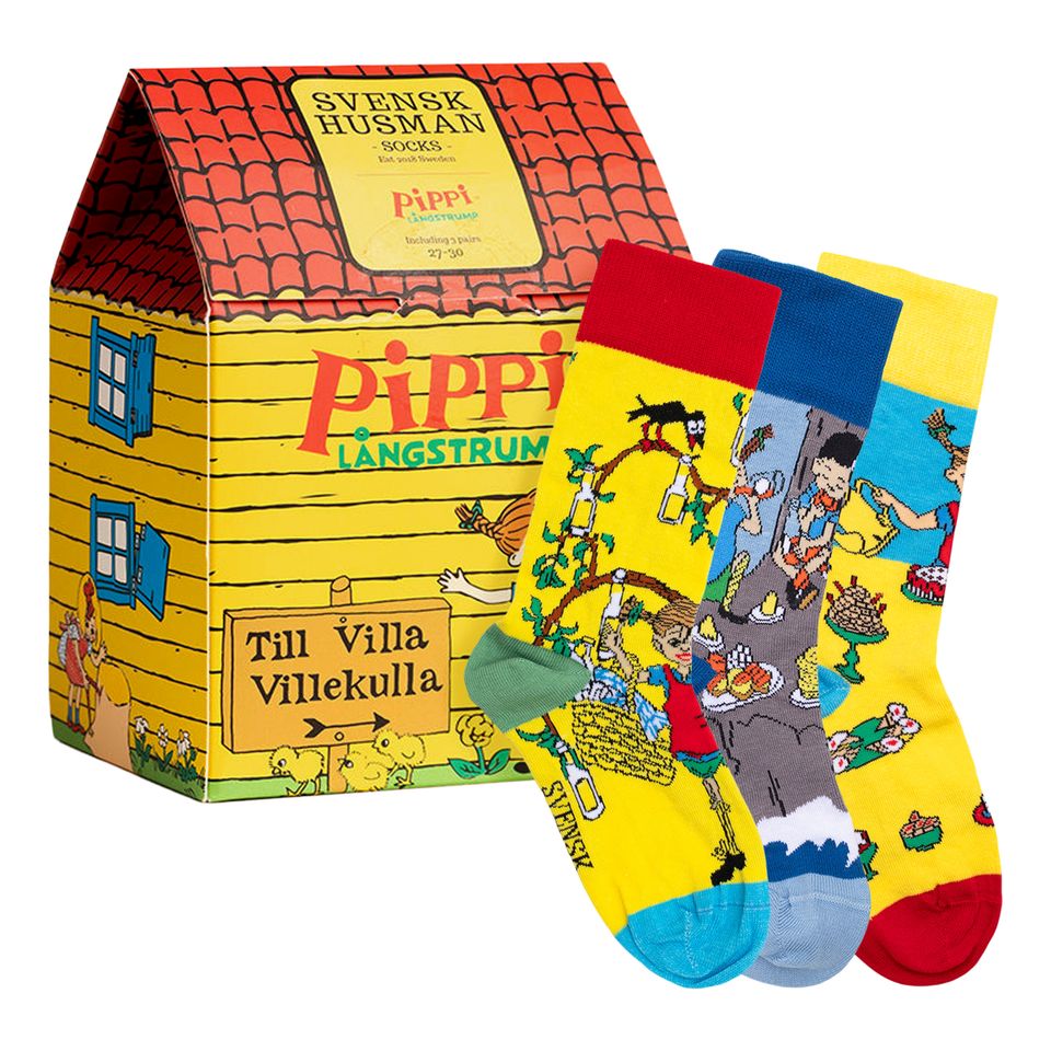 Pippi Långstrump™ Villa Villekulla Strumpor för Barn Presentbox från Svensk Husman