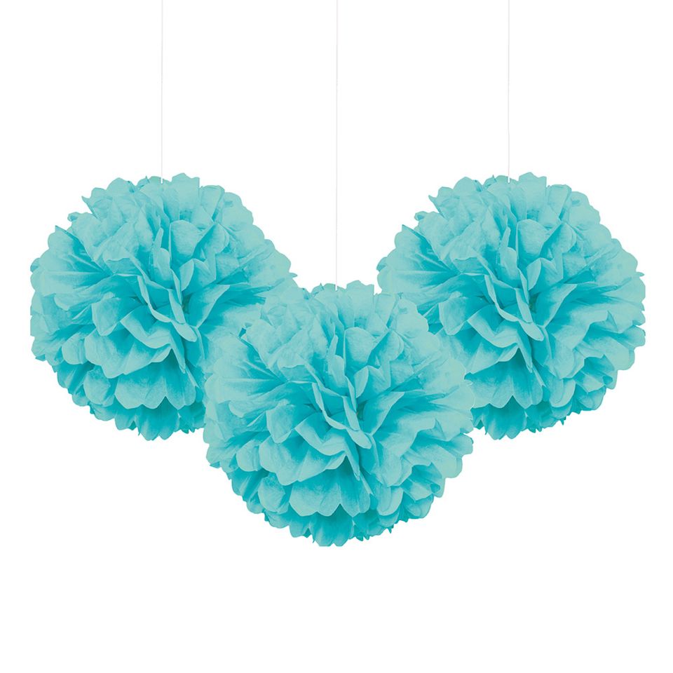 Pom Pom Turkos Hängande Dekoration - 3-pack från Unique Party