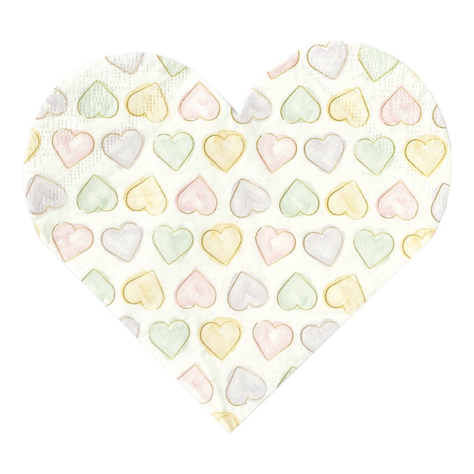 Servetter Hjärtan Watercolor - 20-pack från Globos Europe