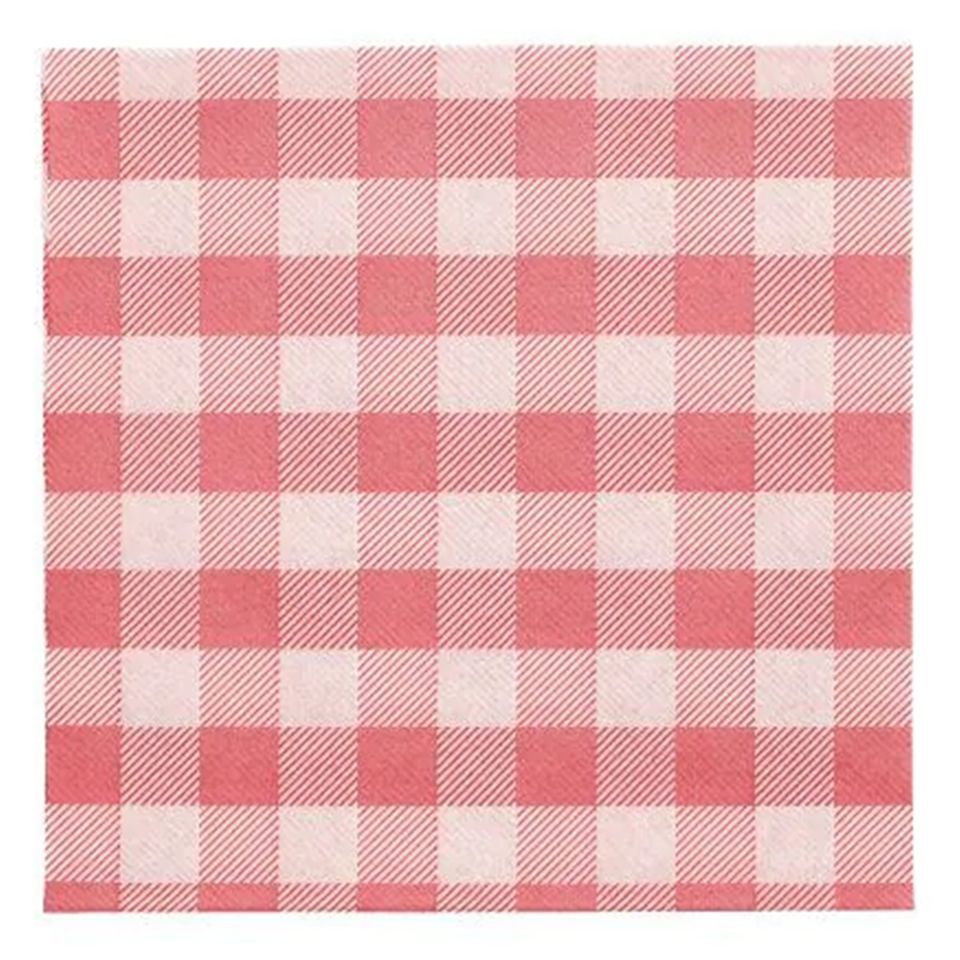 Servetter Röd Rutig - 100-pack från Papstar