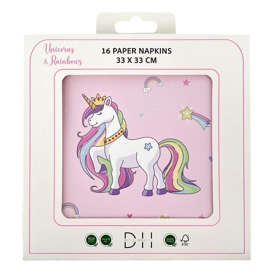 Servetter Unicorns & Rainbows - 16-pack från Design House 95