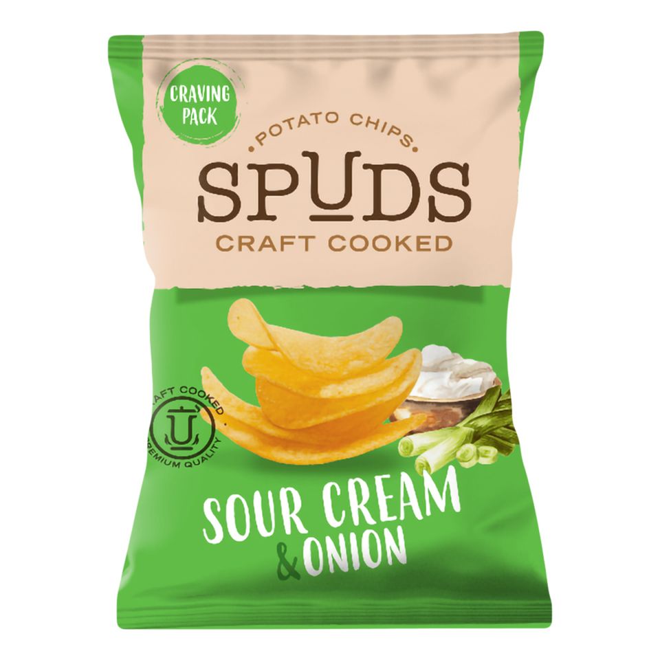 Spuds Craft Cooked Sour Cream & Onion - 145 g från Coopers Candy