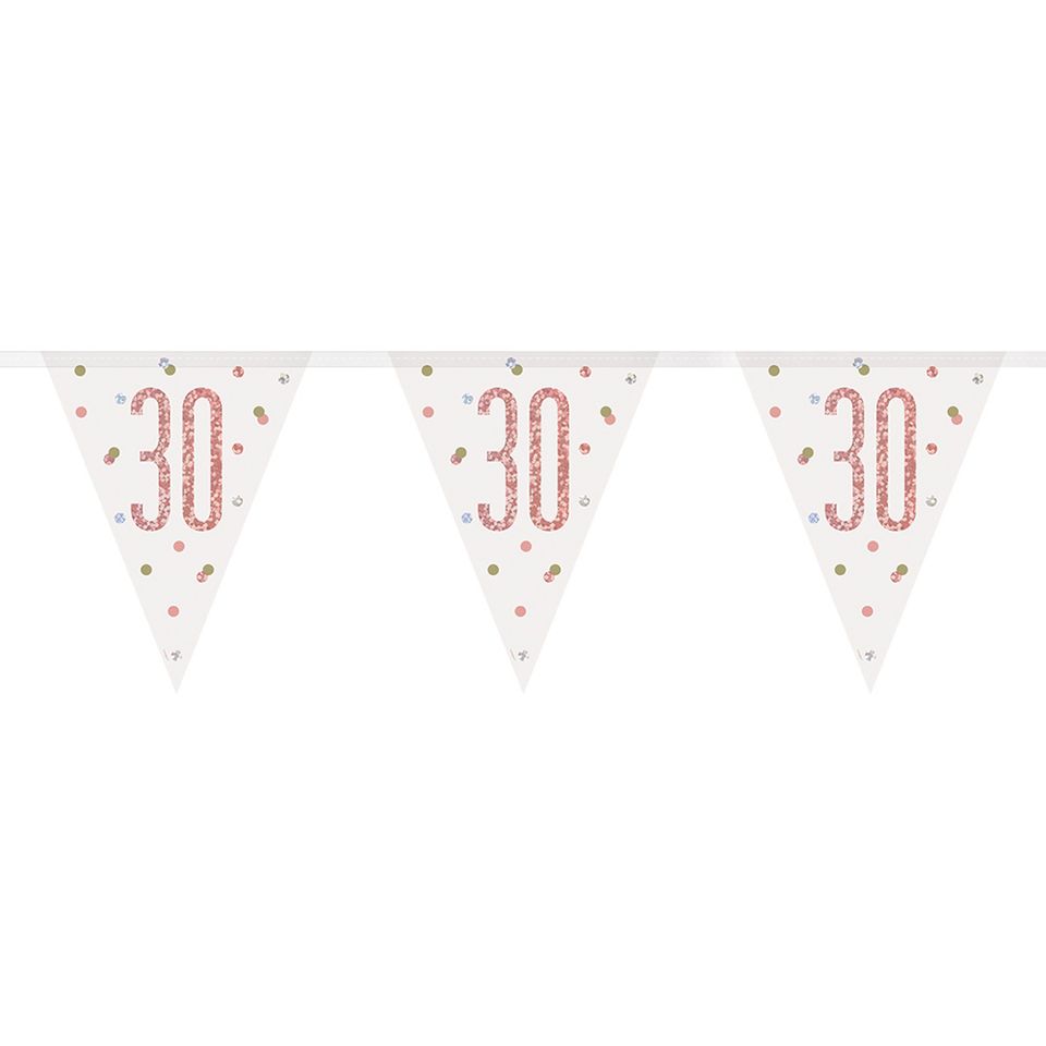 Vimpelgirlang 30 Vit/Roséguld från Unique Party