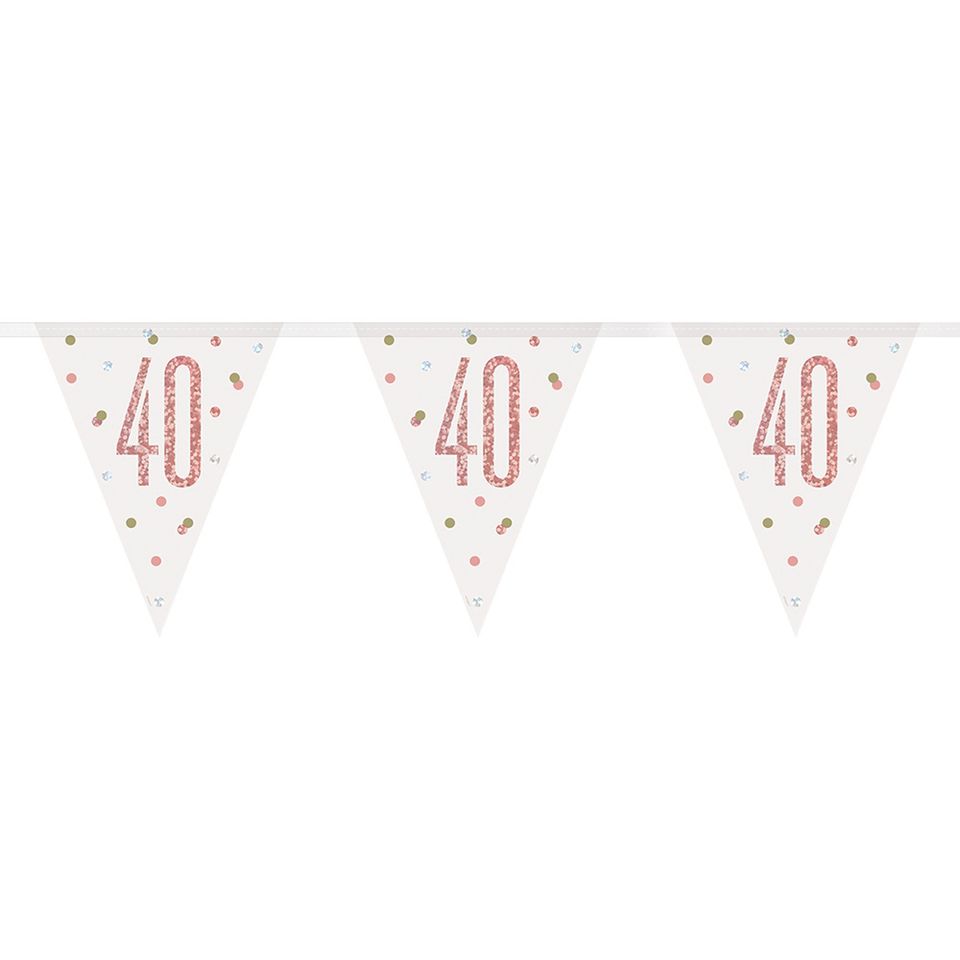 Vimpelgirlang 40 Vit/Roséguld från Unique Party
