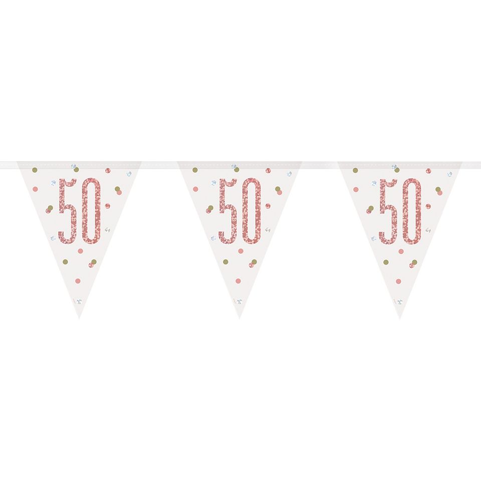 Vimpelgirlang 50 Vit/Roséguld från Unique Party