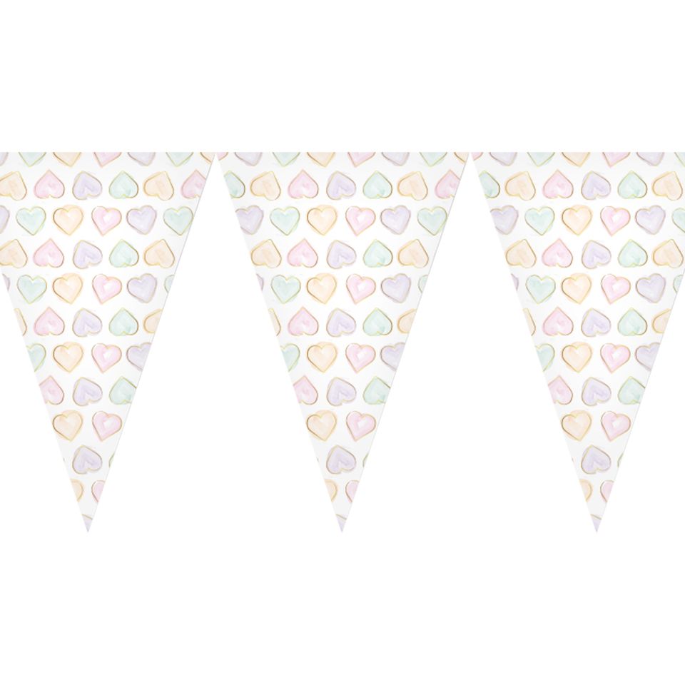 Vimpelgirlang Hjärtan Watercolor från Globos Europe