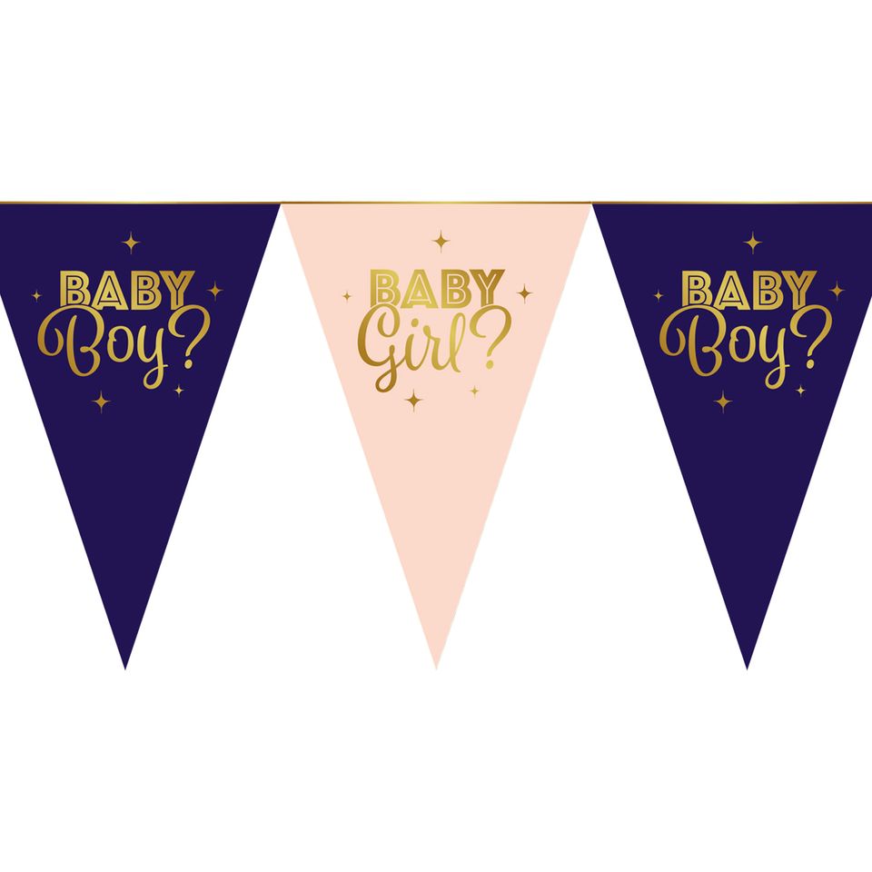 Vimpelgirlang i Papp Gender Reveal från Globos Europe